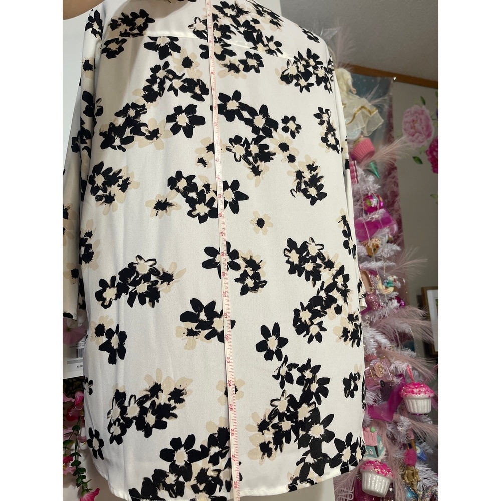 Ellen Tracy Floral Blouse Womens 1X NWT Split Neck 3/4 Sleeve ETWH63059T - Picture 5 of 7